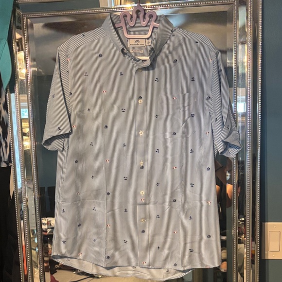 Southern Tide Other - Southern Tide Men's Blue and White Striped short, sleeved button down Shirt